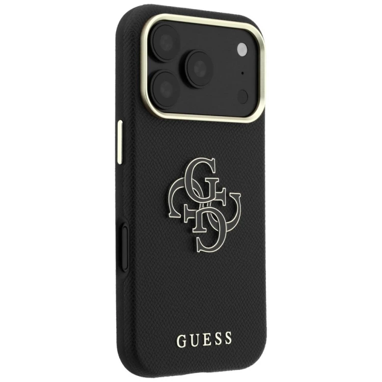 Etui Guess Grained & Big Resin Logo do Apple iPhone 18 Pro / 17 Pro czarny