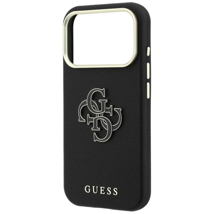 Etui Guess Grained & Big Resin Logo do Apple iPhone 18 Pro / 17 Pro czarny