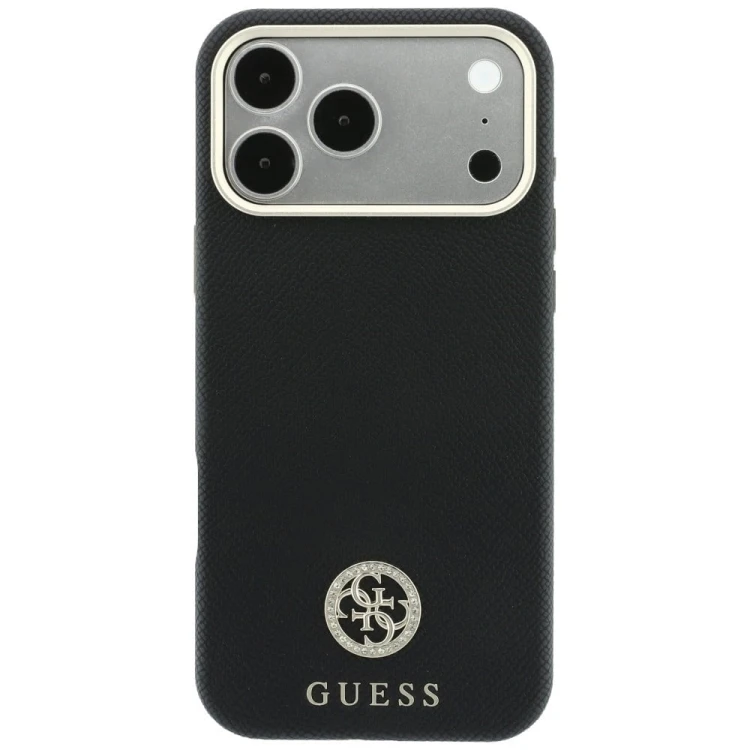 Etui Guess Grained Round Strass Logo MagSafe do Apple iPhone 18 Pro / 17 Pro czarny