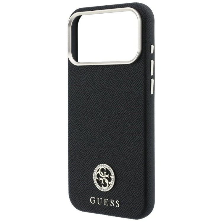 Etui Guess Grained Round Strass Logo MagSafe do Apple iPhone 18 Pro / 17 Pro czarny