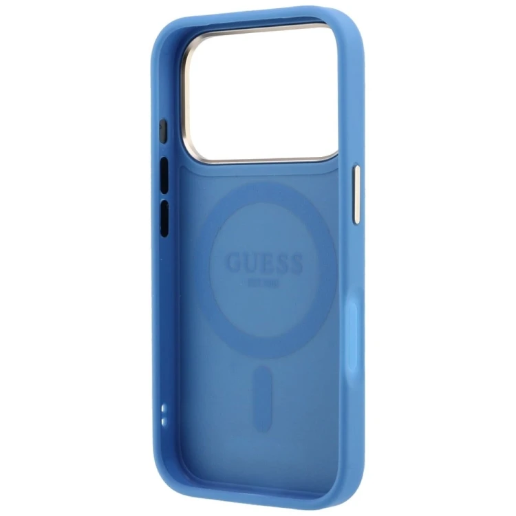 Etui Guess Ring Stand 360 4G Classic Logo MagSafe do Apple iPhone 18 Pro / 17 Pro niebieski