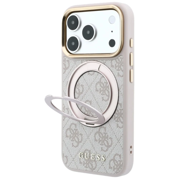 Etui Guess Ring Stand 360 4G Classic Logo MagSafe do Apple iPhone 18 Pro / 17 Pro różowy