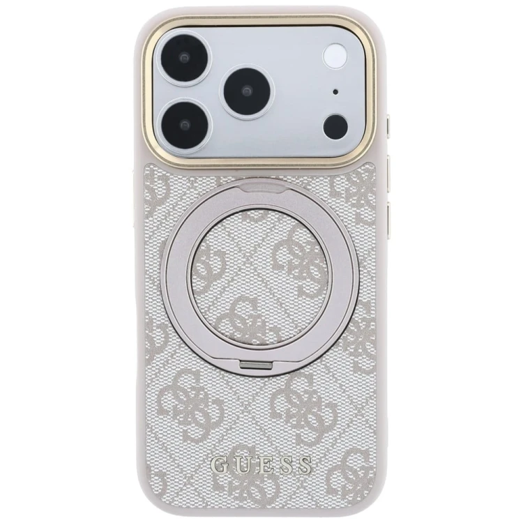Etui Guess Ring Stand 360 4G Classic Logo MagSafe do Apple iPhone 18 Pro / 17 Pro różowy