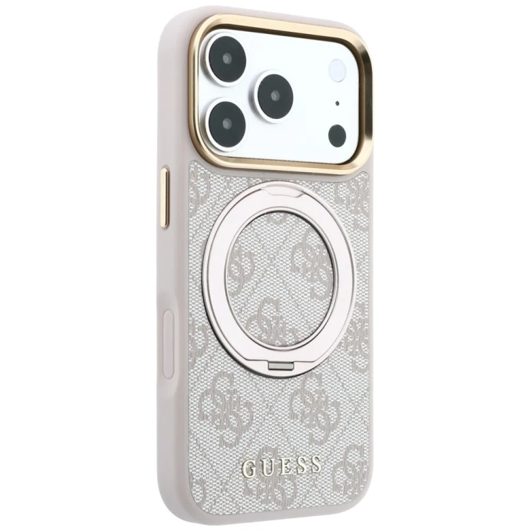 Etui Guess Ring Stand 360 4G Classic Logo MagSafe do Apple iPhone 18 Pro / 17 Pro różowy