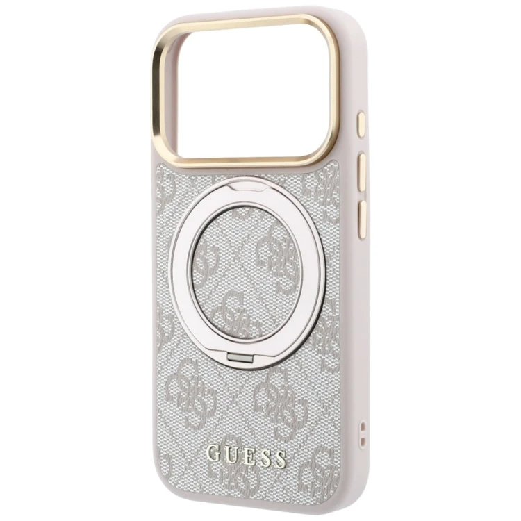 Etui Guess Ring Stand 360 4G Classic Logo MagSafe do Apple iPhone 18 Pro / 17 Pro różowy