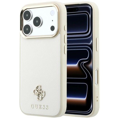 Etui Guess Saffiano Small 4G & Classic Logo MagSafe do Apple iPhone 18 Pro / 17 Pro beżowy