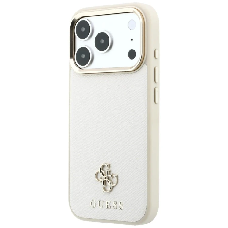 Etui Guess Saffiano Small 4G & Classic Logo MagSafe do Apple iPhone 18 Pro / 17 Pro beżowy