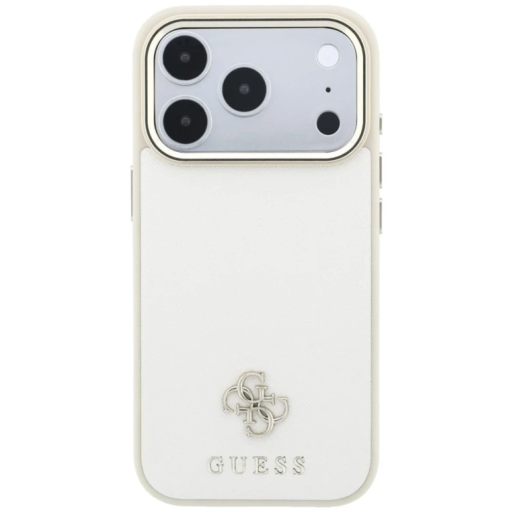 Etui Guess Saffiano Small 4G & Classic Logo MagSafe do Apple iPhone 18 Pro / 17 Pro beżowy