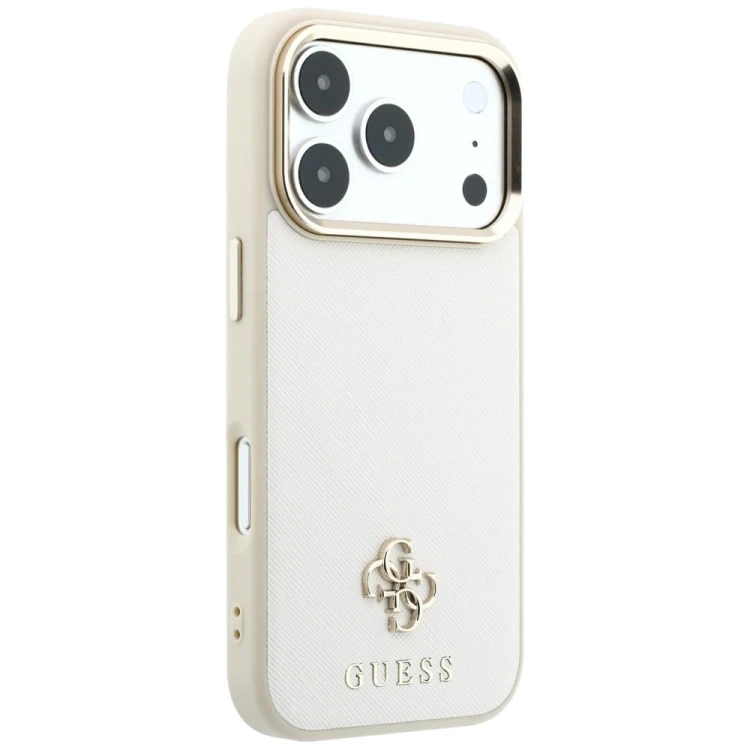 Etui Guess Saffiano Small 4G & Classic Logo MagSafe do Apple iPhone 18 Pro / 17 Pro beżowy