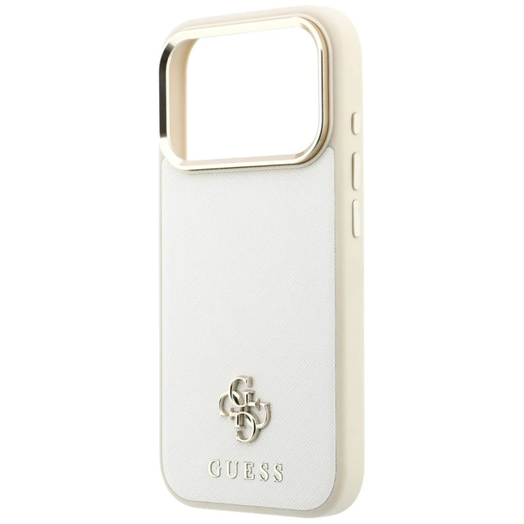 Etui Guess Saffiano Small 4G & Classic Logo MagSafe do Apple iPhone 18 Pro / 17 Pro beżowy