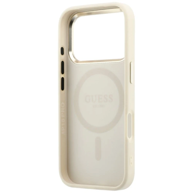 Etui Guess Saffiano Small 4G & Classic Logo MagSafe do Apple iPhone 18 Pro / 17 Pro beżowy