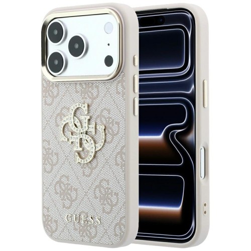 Etui Guess 4G & Big Strass Logo do Apple iPhone 18 Pro Max / 17 Pro Max różowy