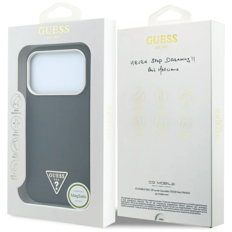 Etui Guess Kevlar Triangle Logo MagSafe do Apple iPhone 18 Pro Max / 17 Pro Max czarny