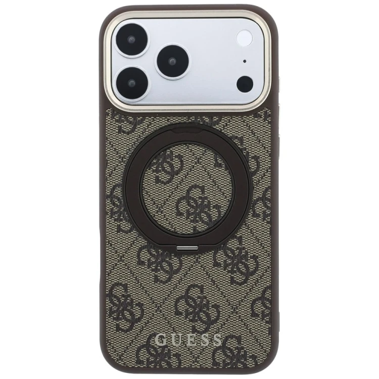 Etui Guess Ring Stand 360 4G Classic Logo MagSafe do Apple iPhone 18 Pro Max / 17 Pro Max brązowy