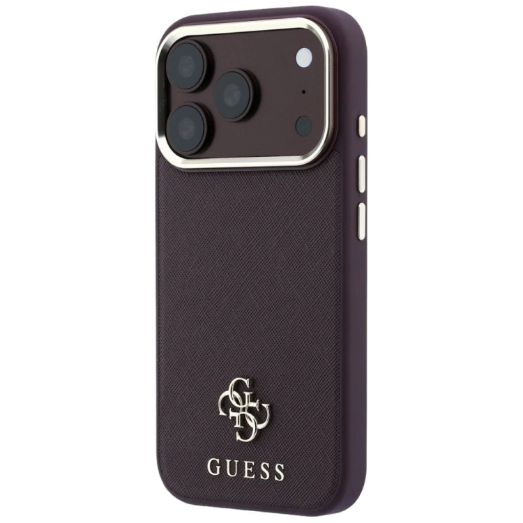 Etui Guess Saffiano Small 4G & Classic Logo MagSafe do Apple iPhone 18 Pro Max / 17 Pro Max burgundo