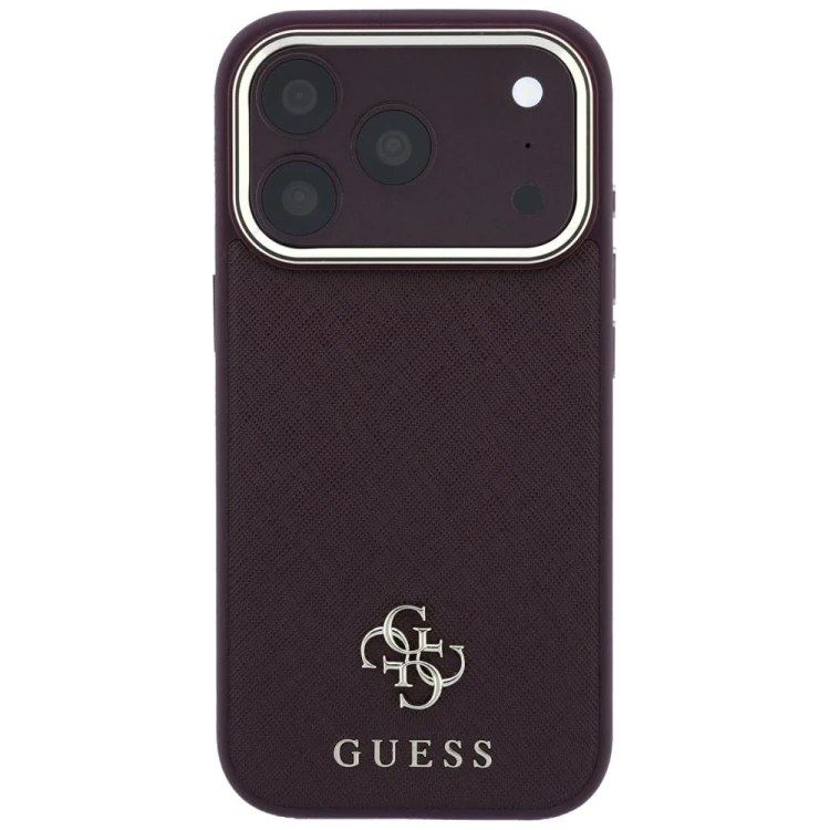 Etui Guess Saffiano Small 4G & Classic Logo MagSafe do Apple iPhone 18 Pro Max / 17 Pro Max burgundo