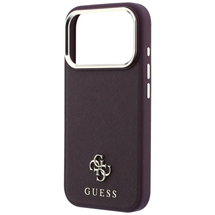 Etui Guess Saffiano Small 4G & Classic Logo MagSafe do Apple iPhone 18 Pro Max / 17 Pro Max burgundo