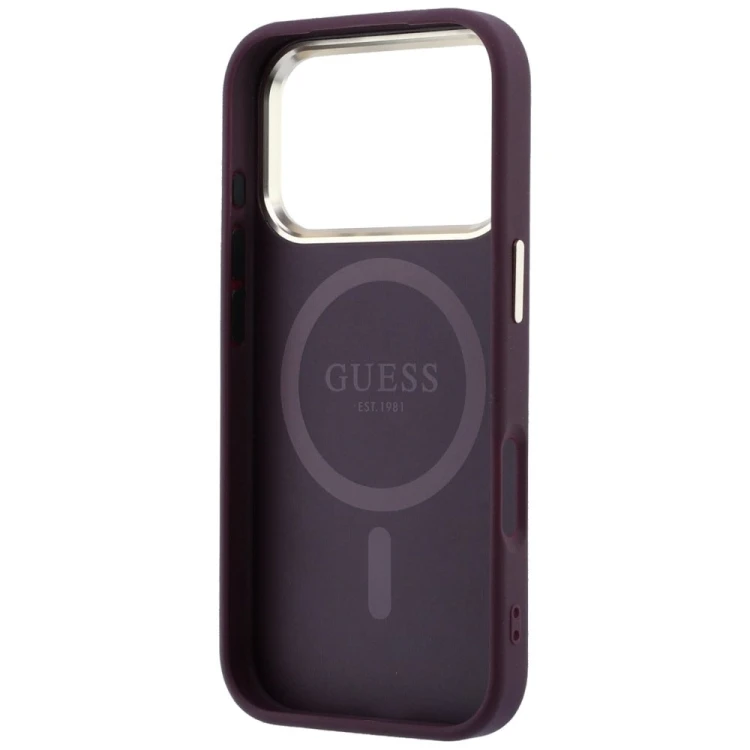 Etui Guess Saffiano Small 4G & Classic Logo MagSafe do Apple iPhone 18 Pro Max / 17 Pro Max burgundo