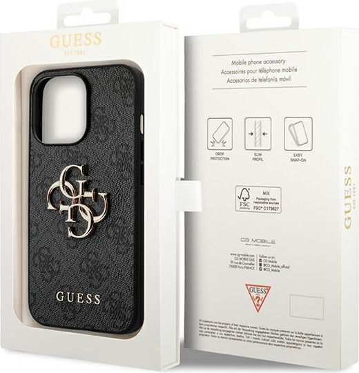 Etui Guess GUHCP14L4GMGGR Apple iPhone 14 Pro szary/grey hardcase 4G Big Metal Logo