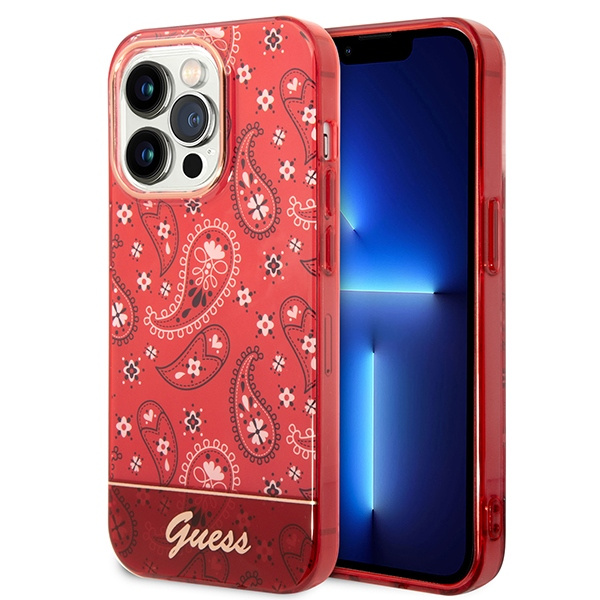 Etui Guess GUHCP14LHGBNHR Apple iPhone 14 Pro czerwony/red hardcase Bandana Paisley