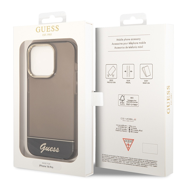 Etui Guess GUHCP14LHGCOK Apple iPhone 14 Pro czarny/black hardcase Translucent