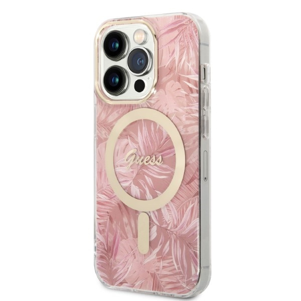 Zestaw Guess etui + ładowarka bezprzewodowa GUBPP14LHJEACSP Apple iPhone 14 Pro różowy/pink hard cas