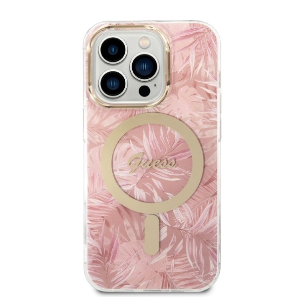 Zestaw Guess etui + ładowarka bezprzewodowa GUBPP14LHJEACSP Apple iPhone 14 Pro różowy/pink hard cas