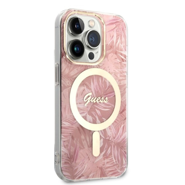 Zestaw Guess etui + ładowarka bezprzewodowa GUBPP14LHJEACSP Apple iPhone 14 Pro różowy/pink hard cas