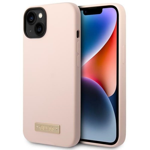 Etui Guess GUHMP14MSBPLP Apple iPhone 14 Plus / 15 Plus różowy/pink hard case Silicone Logo Plate Ma