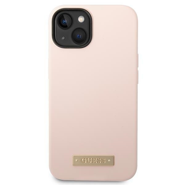 Etui Guess GUHMP14MSBPLP Apple iPhone 14 Plus / 15 Plus różowy/pink hard case Silicone Logo Plate Ma