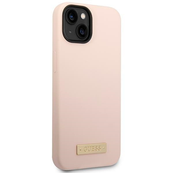 Etui Guess GUHMP14MSBPLP Apple iPhone 14 Plus / 15 Plus różowy/pink hard case Silicone Logo Plate Ma