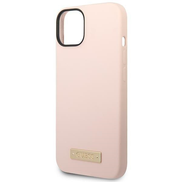 Etui Guess GUHMP14MSBPLP Apple iPhone 14 Plus / 15 Plus różowy/pink hard case Silicone Logo Plate Ma