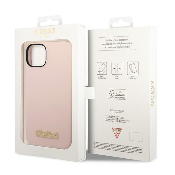 Etui Guess GUHMP14MSBPLP Apple iPhone 14 Plus / 15 Plus różowy/pink hard case Silicone Logo Plate Ma