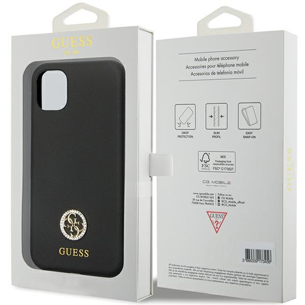 Etui Guess GUHCN614DGPK Apple iPhone 11/XR hardcase Silicone Logo Strass 4G czarny/black