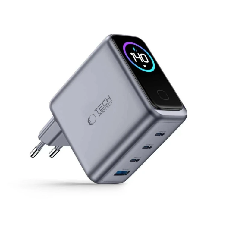 Ładowarka sieciowa Tech-Protect PowerVision NC140W-GaN USB-A, 3xUSB-C Network Charger PD 140W / QC3.