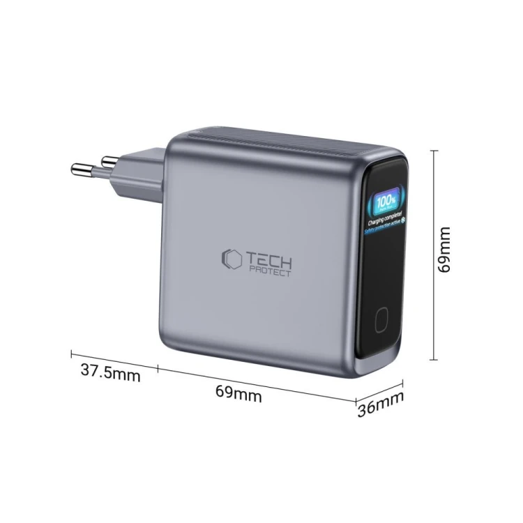 Ładowarka sieciowa Tech-Protect PowerVision NC140W-GaN USB-A, 3xUSB-C Network Charger PD 140W / QC3.