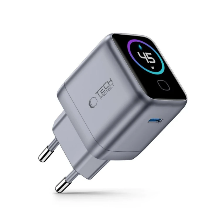 Ładowarka sieciowa Tech-Protect PowerVision NC45W-GaN USB-C Network Charger PD 45W Dark Grey