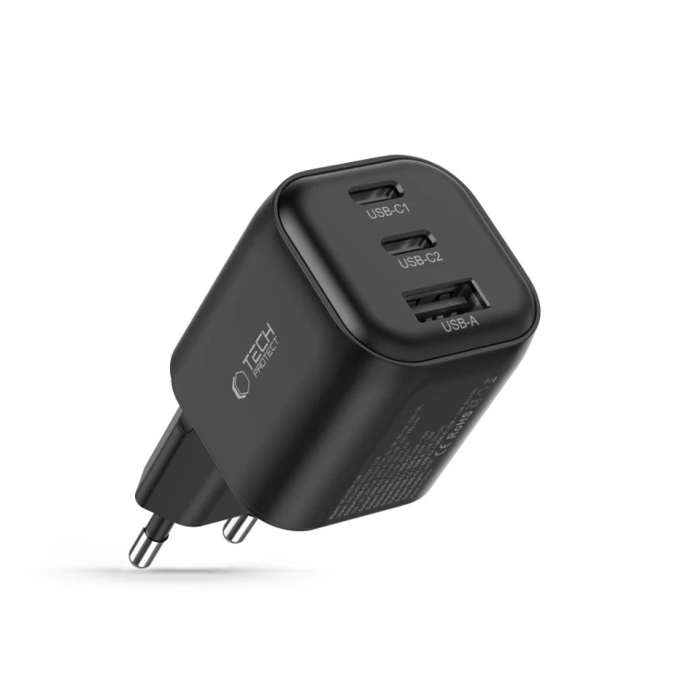 Ładowarka sieciowa Tech-Protect NCA100W-GAN-AVS 3-port Network Charger PD 3.2 100W / QC3.0 Black