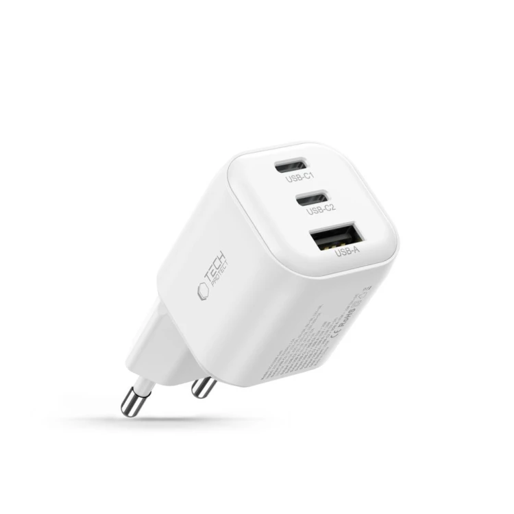 Ładowarka sieciowa Tech-Protect NCA100W-GAN-AVS 3-port Network Charger PD 3.2 100W / QC3.0 White