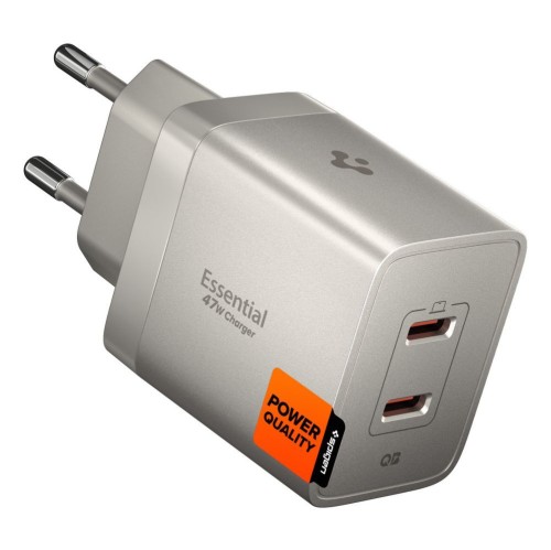 Ładowarka sieciowa Spigen EE472EU-GAN Essential 2xUSB-C Network Charger 47W Natural Titanium