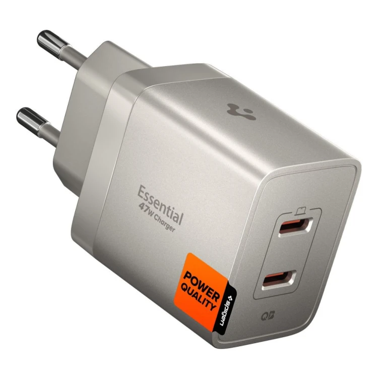 Ładowarka sieciowa Spigen EE472EU-GAN Essential 2xUSB-C Network Charger 47W Natural Titanium