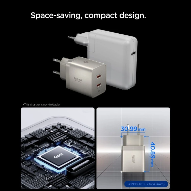 Ładowarka sieciowa Spigen EE472EU-GAN Essential 2xUSB-C Network Charger 47W Natural Titanium