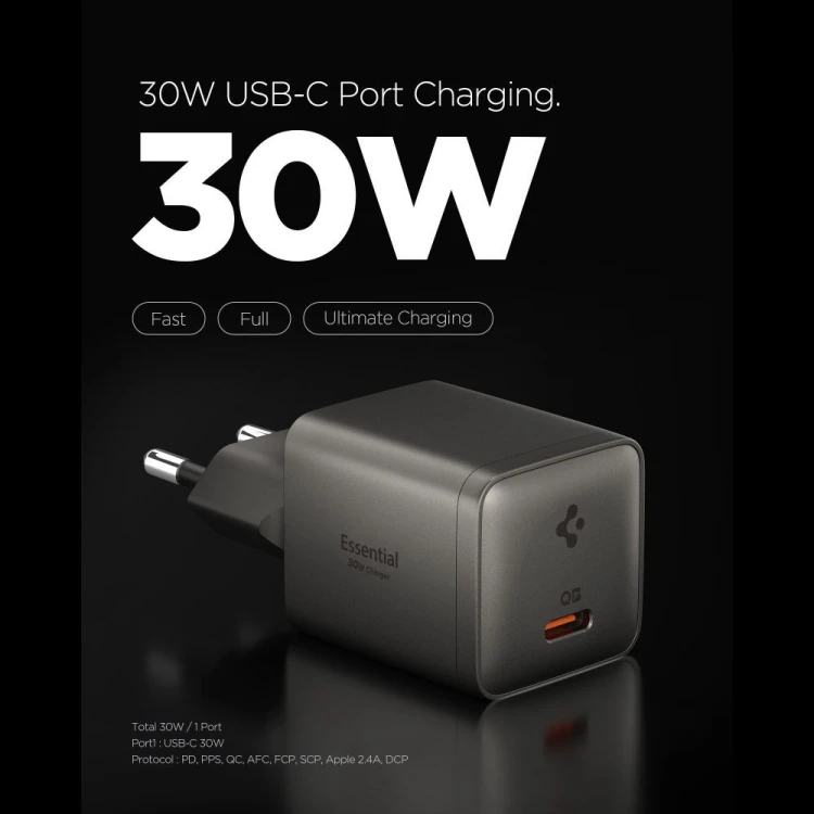 Ładowarka sieciowa Spigen EE301EU-GAN Essential USB-C Network Charger 30W Gunmetal