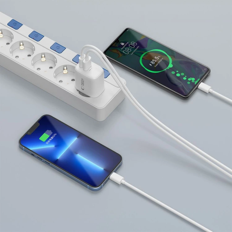 Ładowarka sieciowa Tech-Protect NCA65W-GAN USB-A, USB-C Network Charger PD 65W / QC3.0 White