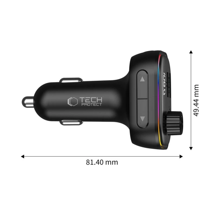 Ładowarka samochodowa Tech-Protect CC07 3-port Car Charger PD 54W + Transmiter FM Bluetooth Black