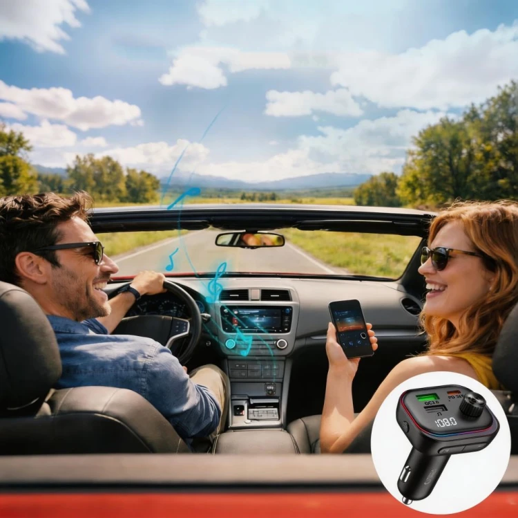 Ładowarka samochodowa Tech-Protect CC07 3-port Car Charger PD 54W + Transmiter FM Bluetooth Black
