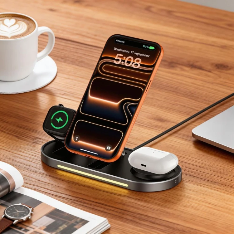 Ładowarka indukcyjna Tech-Protect A51 Arcticboost 3in1 Magnetic MagSafe Wireless Charger 25w Qi2.2 B