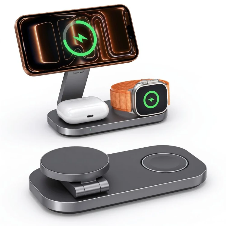Ładowarka bezprzewodowa Tech-Protect A52 3in1 Magnetic MagSafe Wireless Charger 25W Qi2.2 Black