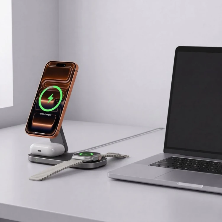 Ładowarka bezprzewodowa Tech-Protect A52 3in1 Magnetic MagSafe Wireless Charger 25W Qi2.2 Black