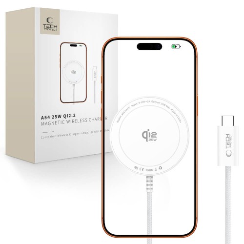 Ładowarka bezprzewodowa Tech-Protect A54 Magnetic MagSafe Wireless Charger 25W Qi2.2 White